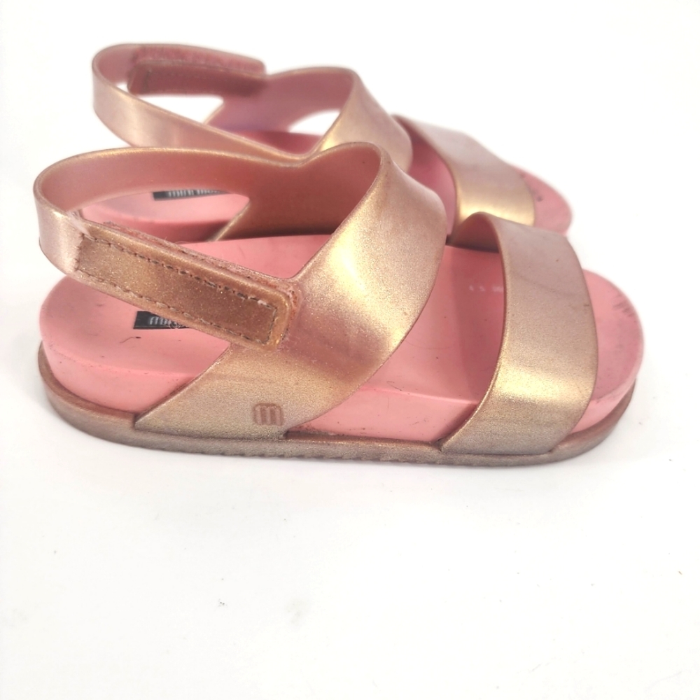 Mini Melisa Cosmic Rose Gold Glitter Sandals Size 9
